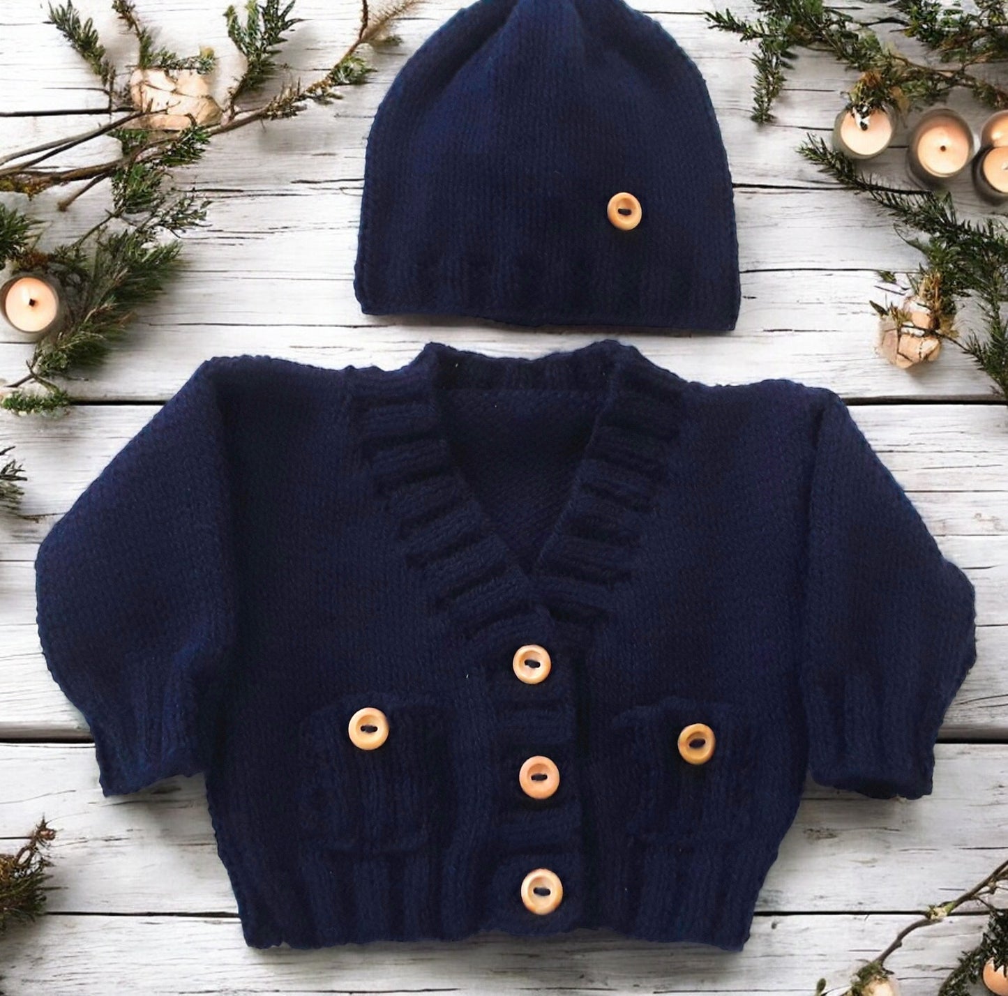 Classic Boys’ Knitted Cardigan with Pockets – V-Neck Design & Wooden Buttons