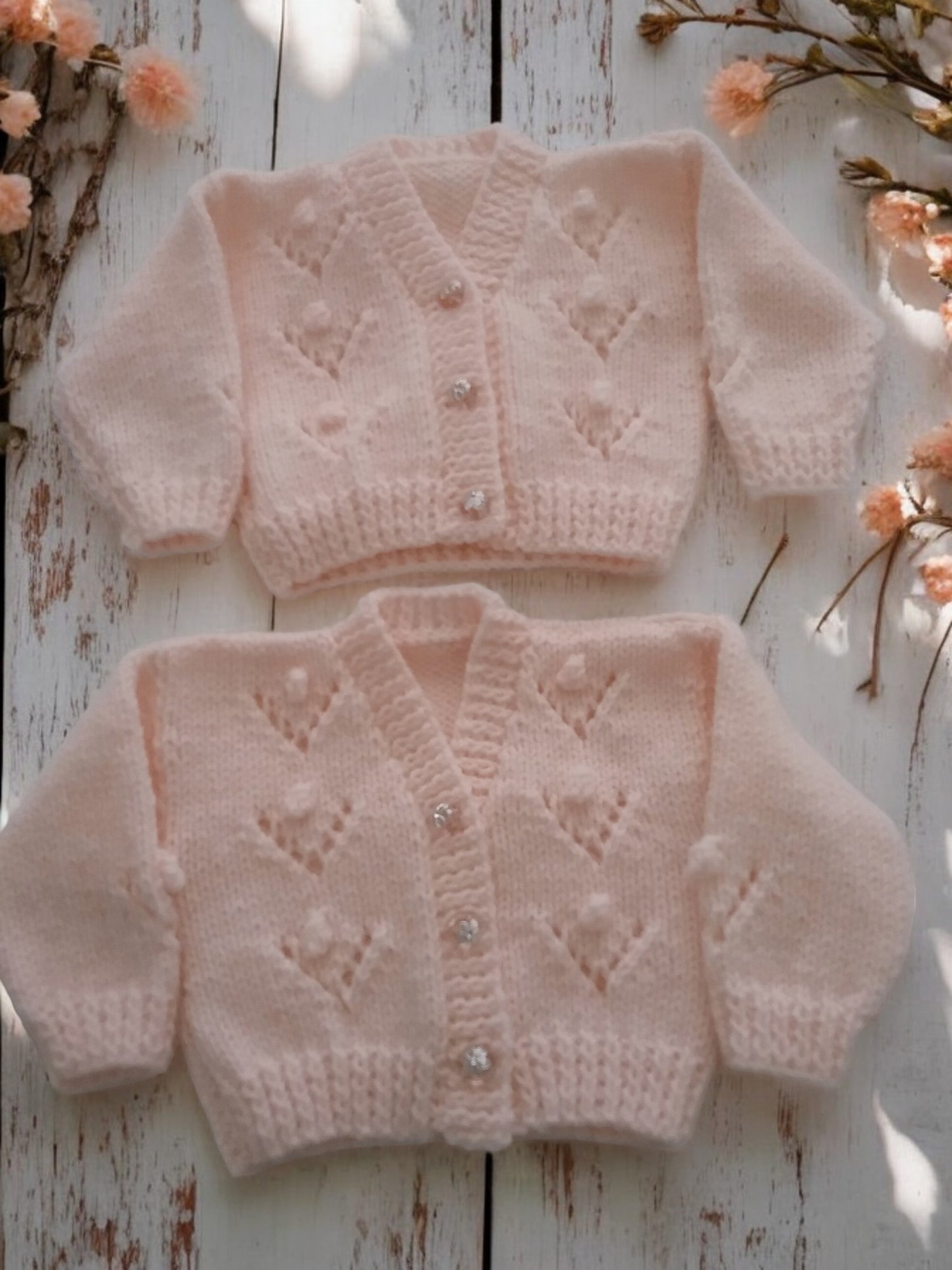 Gorgeous Hand-Knitted Unisex Baby Cardigan – Matching Hat, Booties & Mittens Available Separately