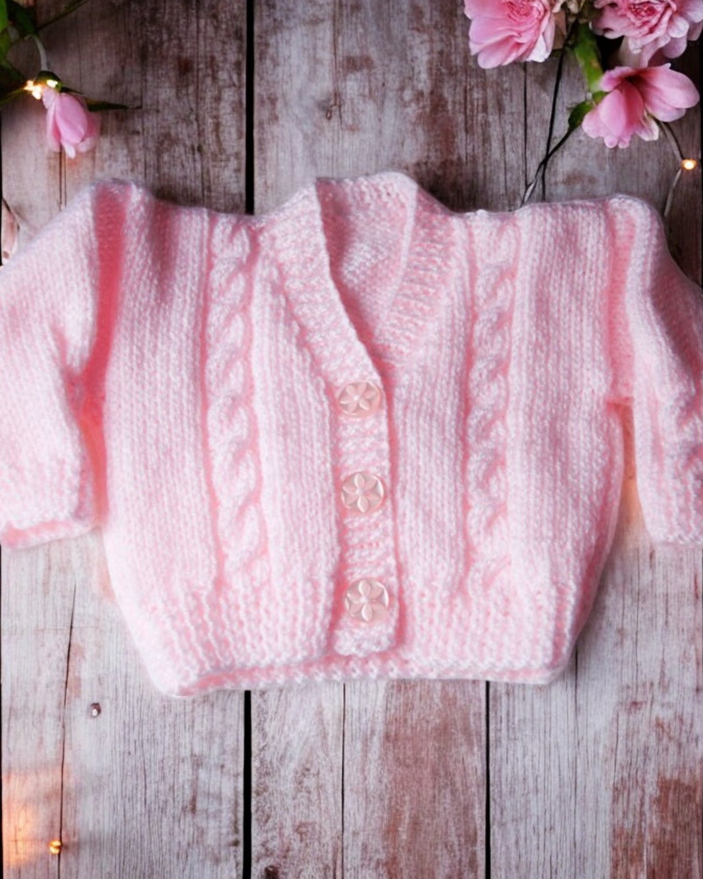 Hand knitted  Baby Cardigan with cable design