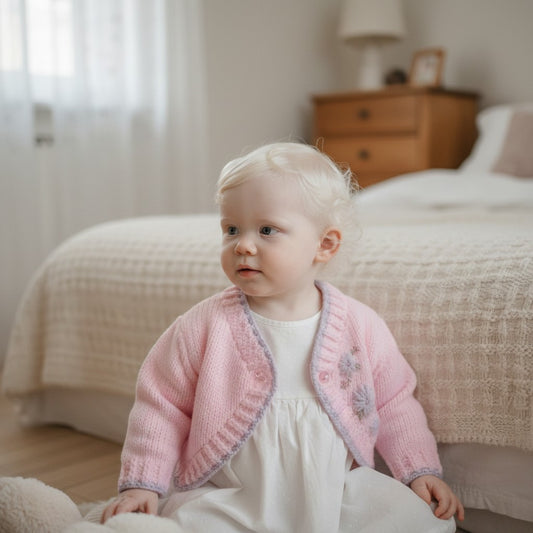 pastel coloured Girls Bolero-Style Cardigan with Stunning Hand-Stitched Embroidery