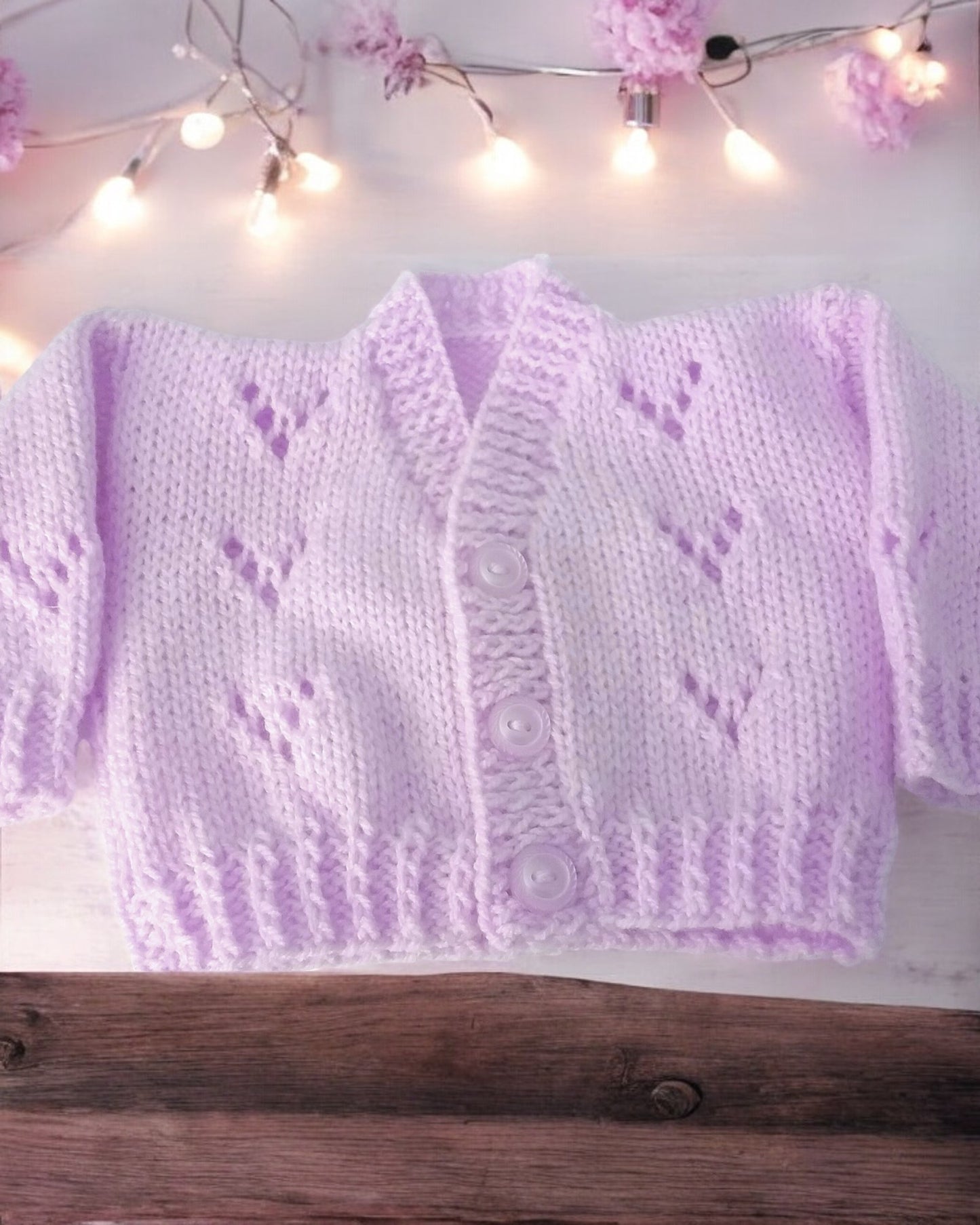 Adorable Knitted Baby Cardigan with traditional design and V neck - Perfect for Little Ones!