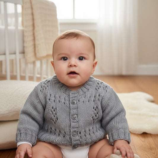 Adorable Knitted Baby Cardigan with Fun Design - Perfect for Little Ones!