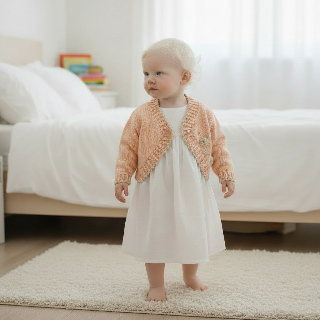 pastel coloured Girls Bolero-Style Cardigan with Stunning Hand-Stitched Embroidery
