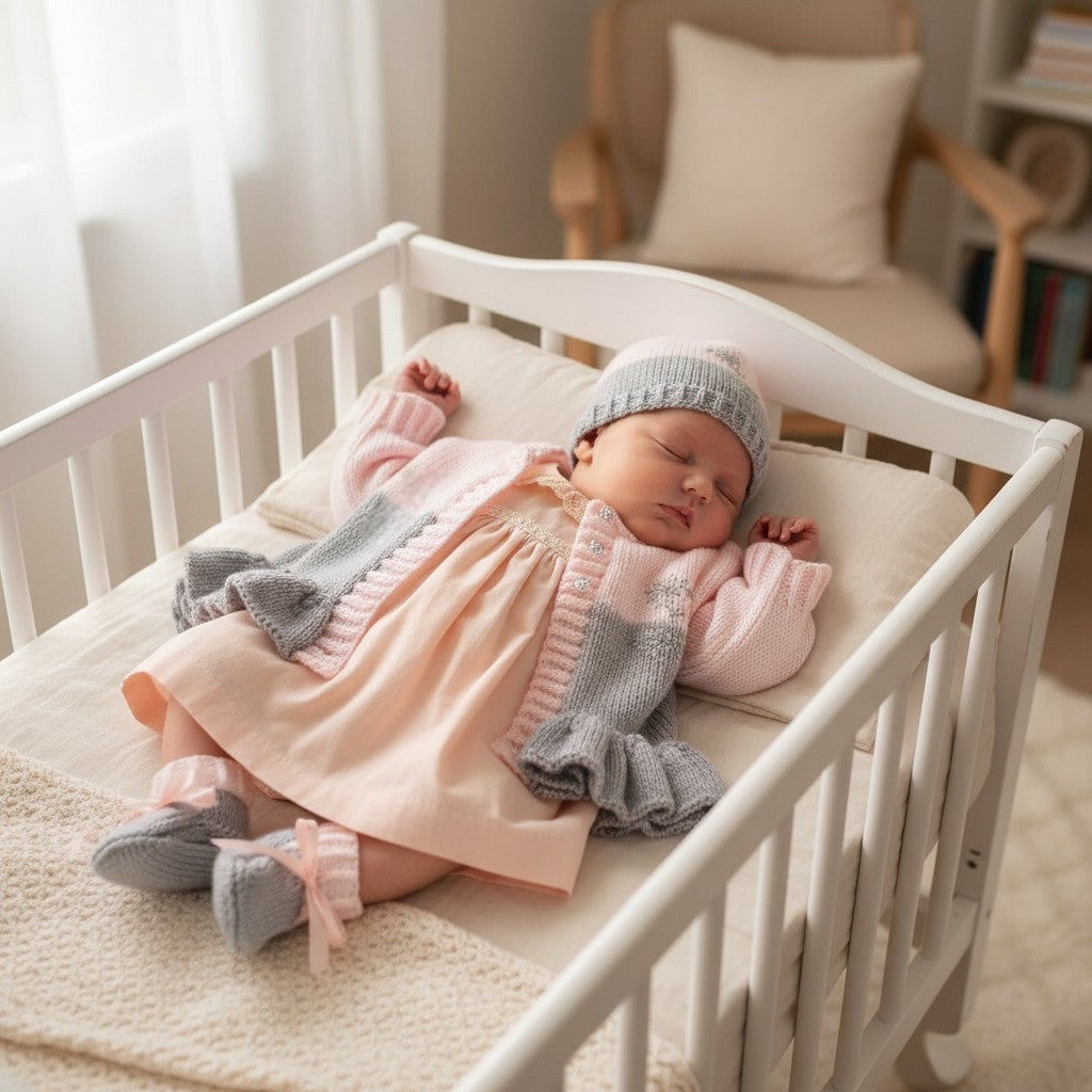 Girls knitted cardigan with matching hat & boots, beautifully embroidered outfit - gemknits4kids