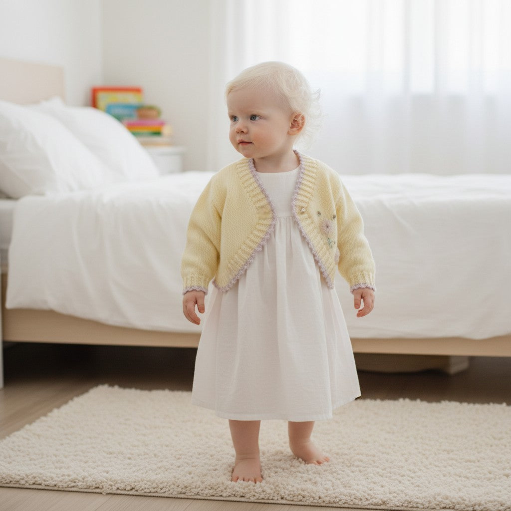 pastel coloured Girls Bolero-Style Cardigan with Stunning Hand-Stitched Embroidery