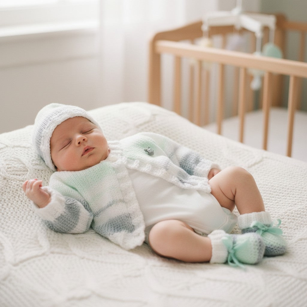 Pastel unisex Knitted Baby outfit – Perfect baby shower gift