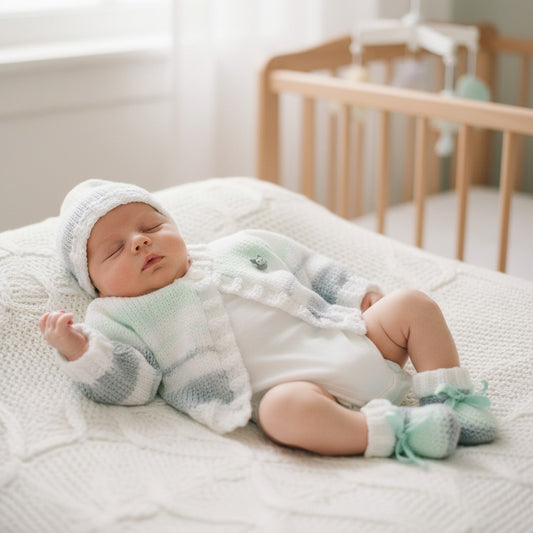 Pastel unisex Knitted Baby outfit – Perfect baby shower gift